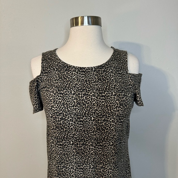Michael Kors Dress Size Small stretch leopa print cold shoulder - Picture 3 of 8